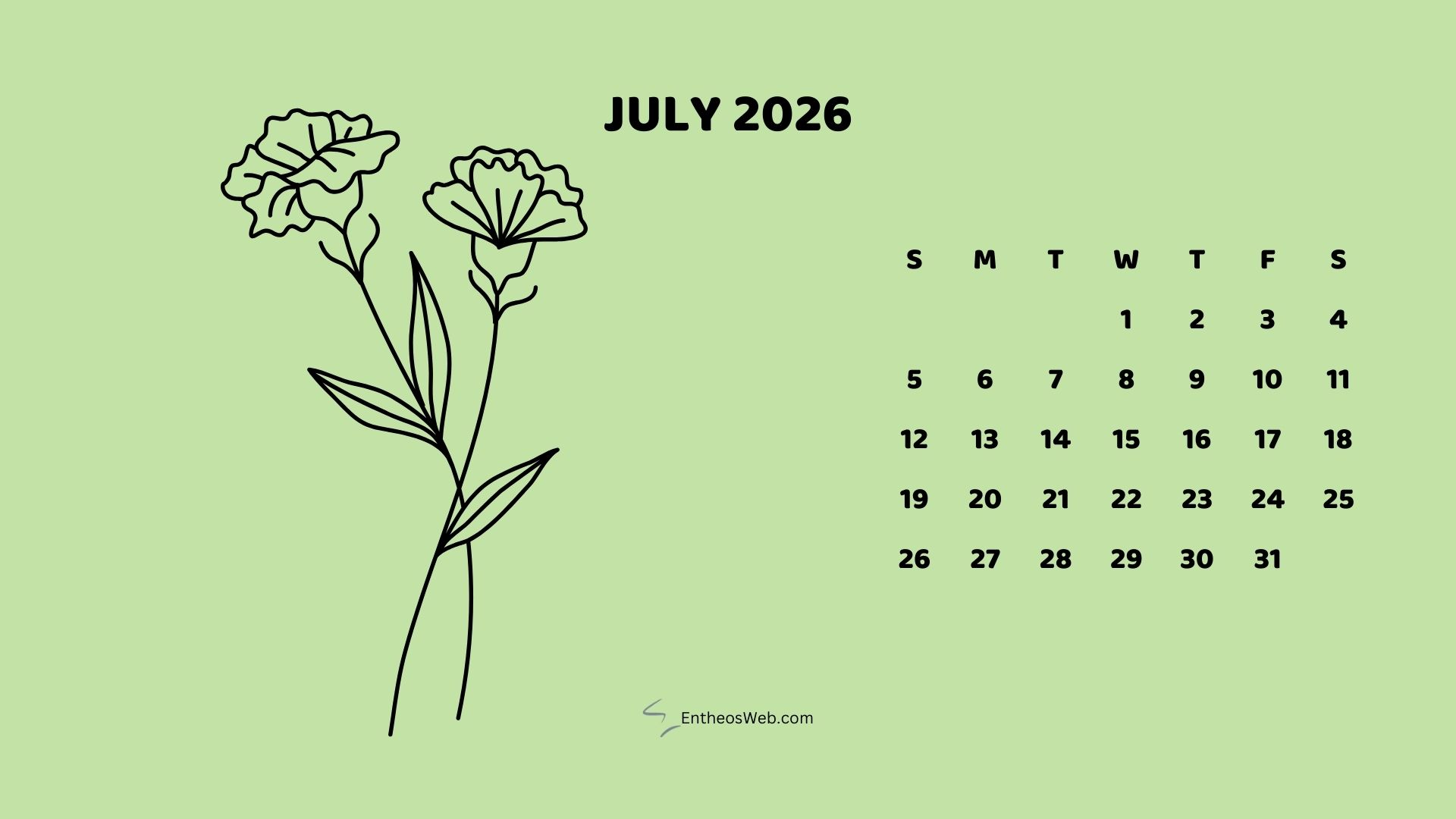 7 | 2026 Monthly Flower Themed Desktop Wallpaper Calendar | Entheosweb 2026 monthly flower themed desktop wallpaper calendar