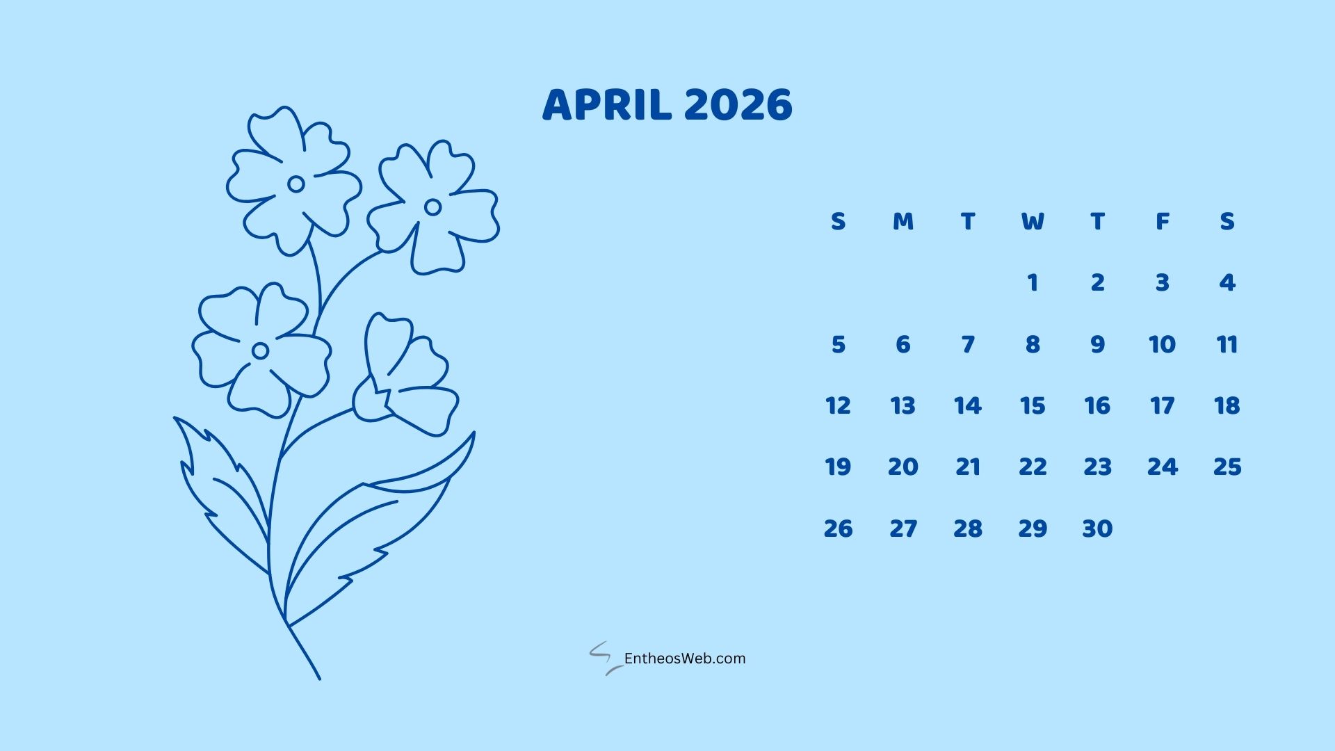 April 2026 Monthly Flower Themed Desktop Wallpaper Calendarpastel | 2026 Monthly Flower Themed Desktop Wallpaper Calendar | Entheosweb April 2026 monthly flower themed desktop wallpaper calendarpastel