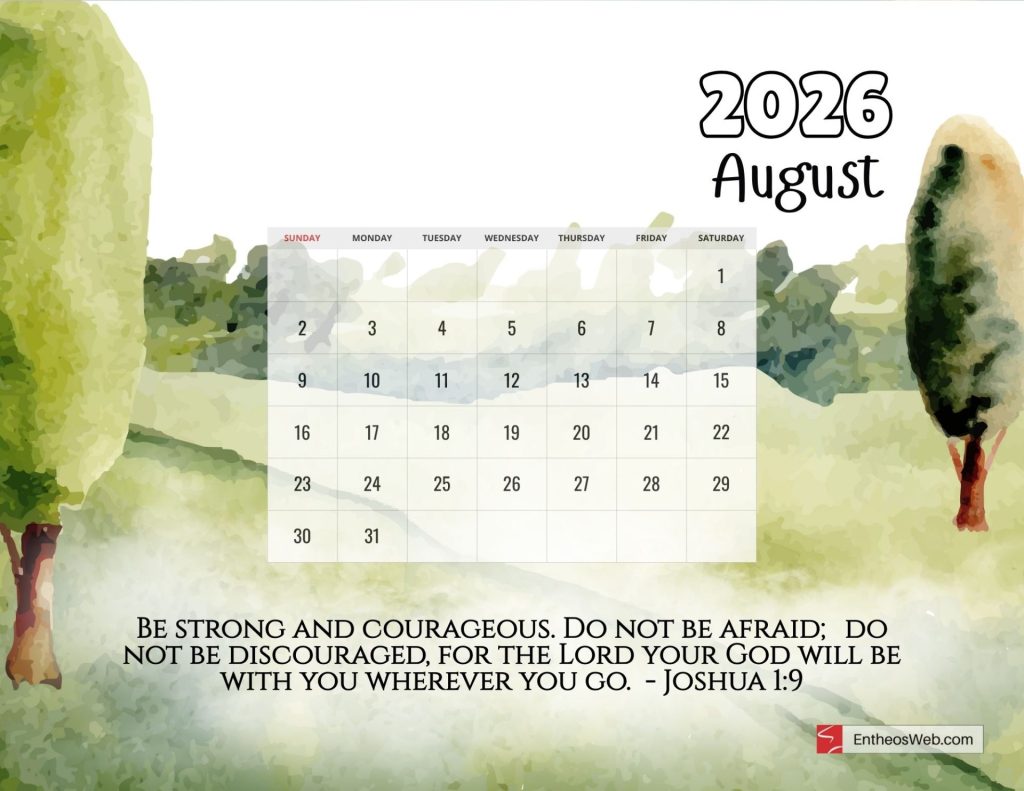Christian 2026 Calendar with Bible Verses | EntheosWeb