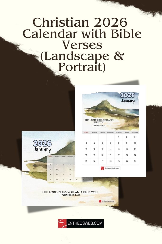 Christian 2026 calendar with bible verses printable pin