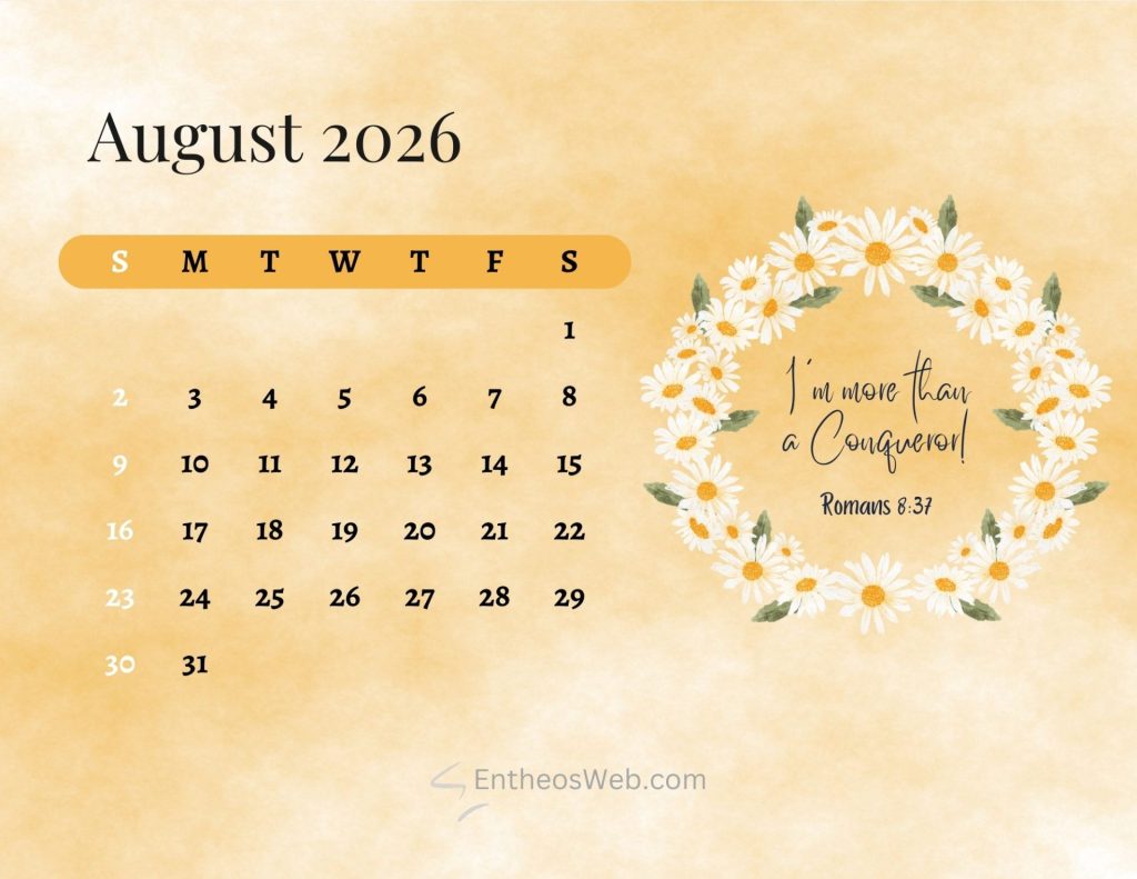 Free 2026 Christian Calendar Printable with Bible Verses | EntheosWeb