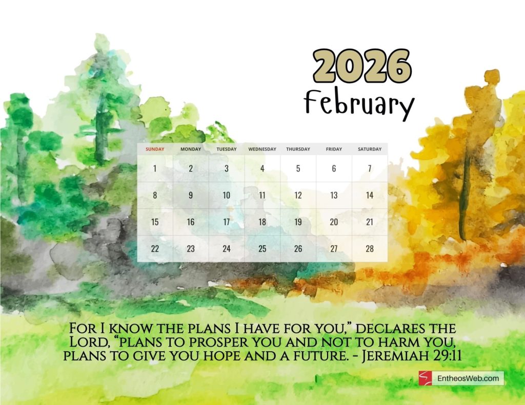 Christian 2026 Calendar with Bible Verses | EntheosWeb