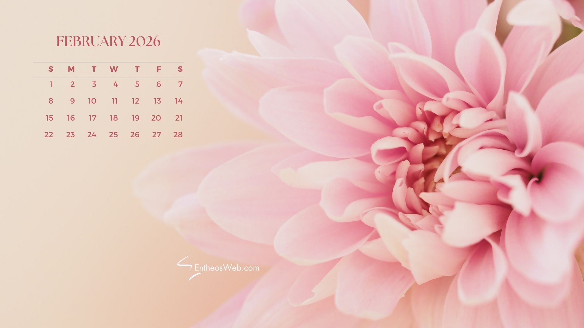 2026 February Desktop Wallpaper Calendar | EntheosWeb