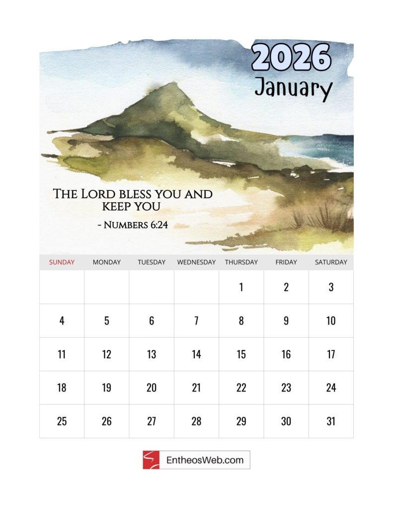 Christian 2026 Calendar with Bible Verses | EntheosWeb