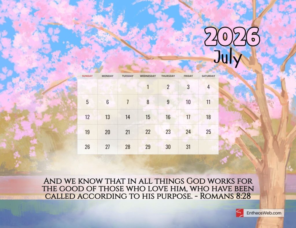 Christian 2026 Calendar with Bible Verses | EntheosWeb