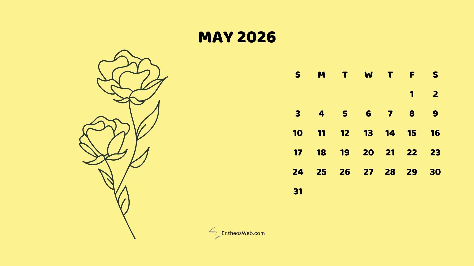 May 2026 Monthly Flower Themed Desktop Wallpaper Calendar | 2026 Monthly Flower Themed Desktop Wallpaper Calendar | Entheosweb May 2026 monthly flower themed desktop wallpaper calendar