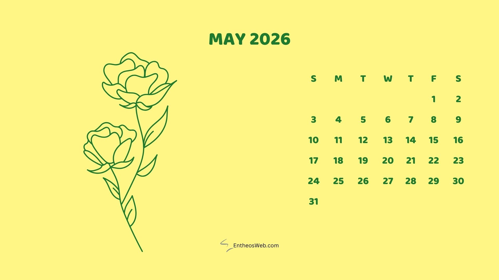 May 2026 Monthly Flower Themed Desktop Wallpaper Calendarpastel | 2026 Monthly Flower Themed Desktop Wallpaper Calendar | Entheosweb May 2026 monthly flower themed desktop wallpaper calendarpastel