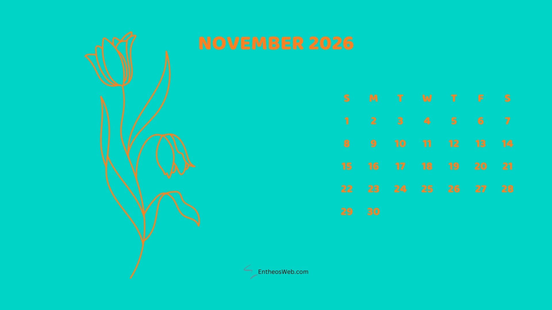 November 2026 Monthly Flower Themed Desktop Wallpaper Calendarbright | 2026 Monthly Flower Themed Desktop Wallpaper Calendar | Entheosweb November 2026 monthly flower themed desktop wallpaper calendarbright