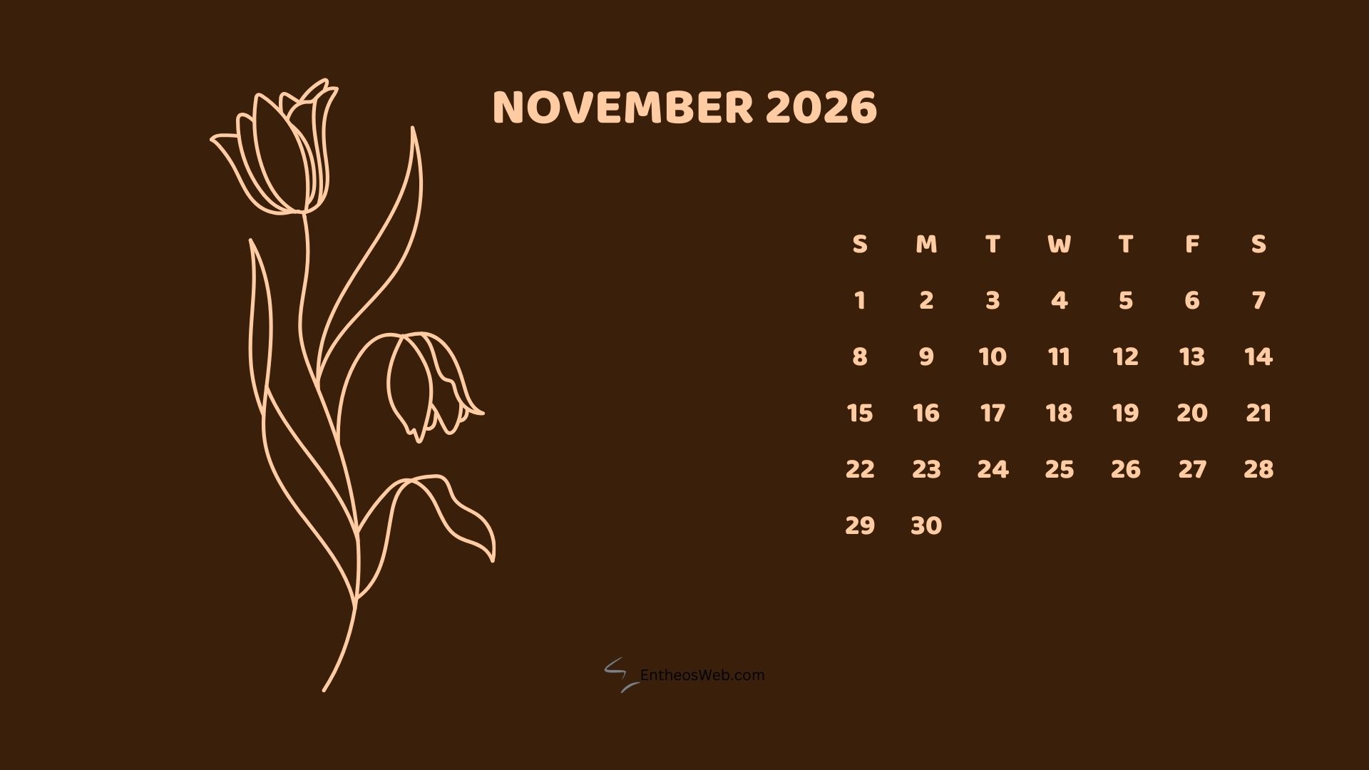 November 2026 Monthly Flower Themed Desktop Wallpaper Calendardark | 2026 Monthly Flower Themed Desktop Wallpaper Calendar | Entheosweb November 2026 monthly flower themed desktop wallpaper calendardark