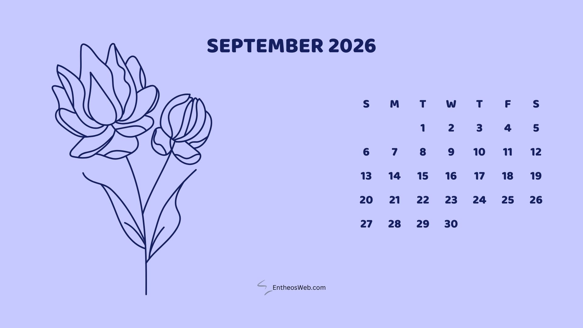 September 2026 Monthly Flower Themed Desktop Wallpaper Calendarpastel | 2026 Monthly Flower Themed Desktop Wallpaper Calendar | Entheosweb September 2026 monthly flower themed desktop wallpaper calendarpastel