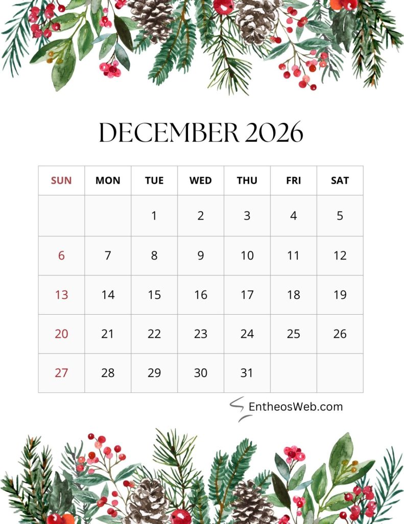 2026 monthly floral calendar