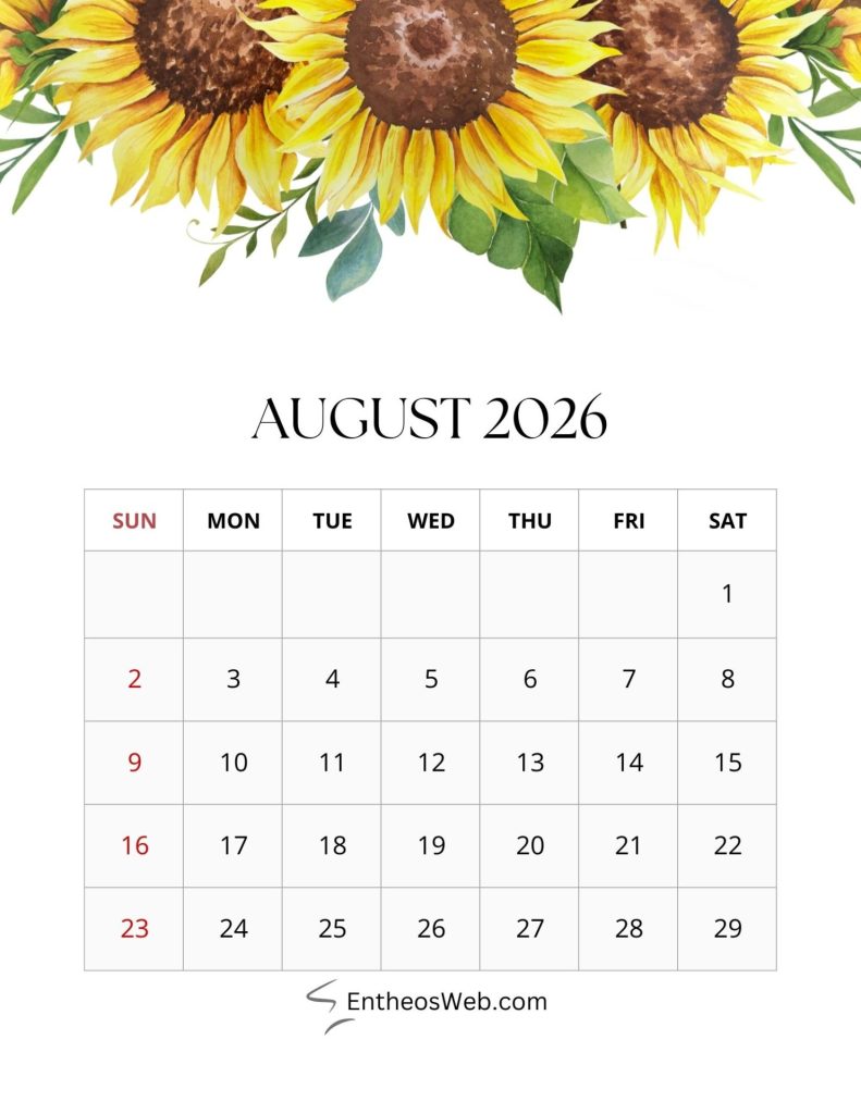 2026 monthly floral calendar