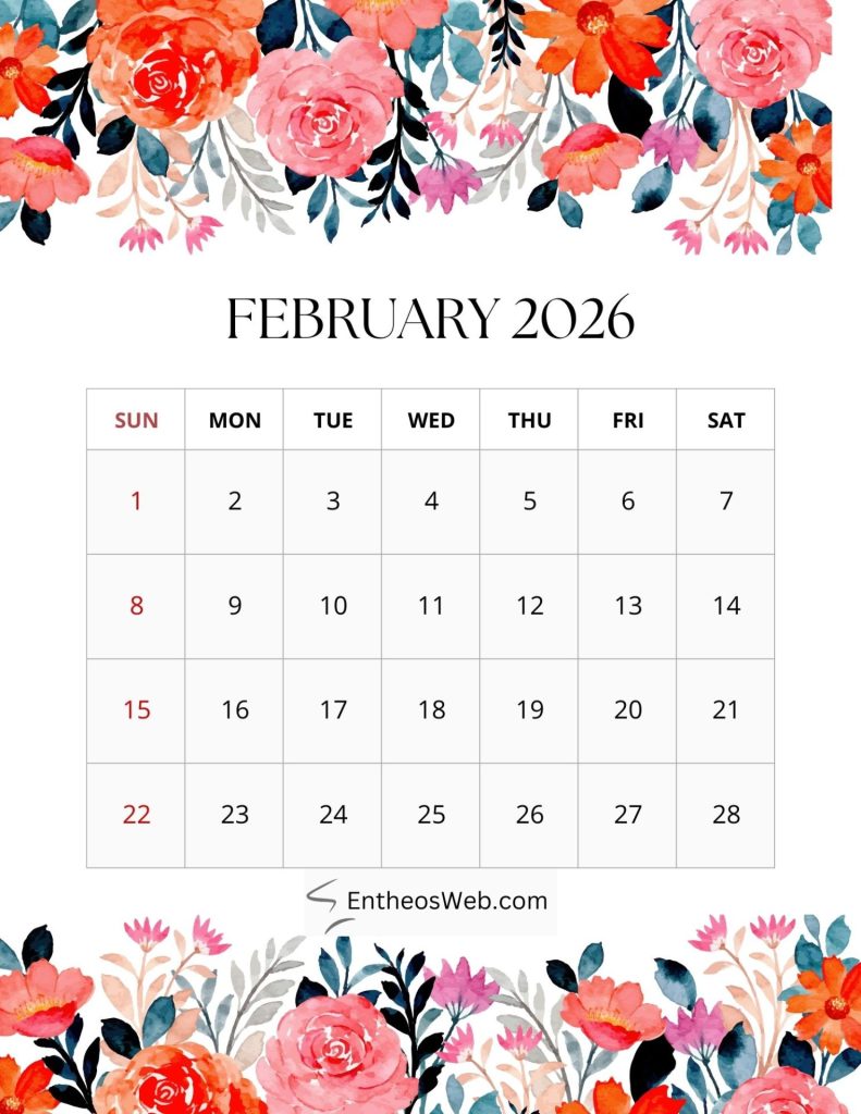 2026 monthly floral calendar