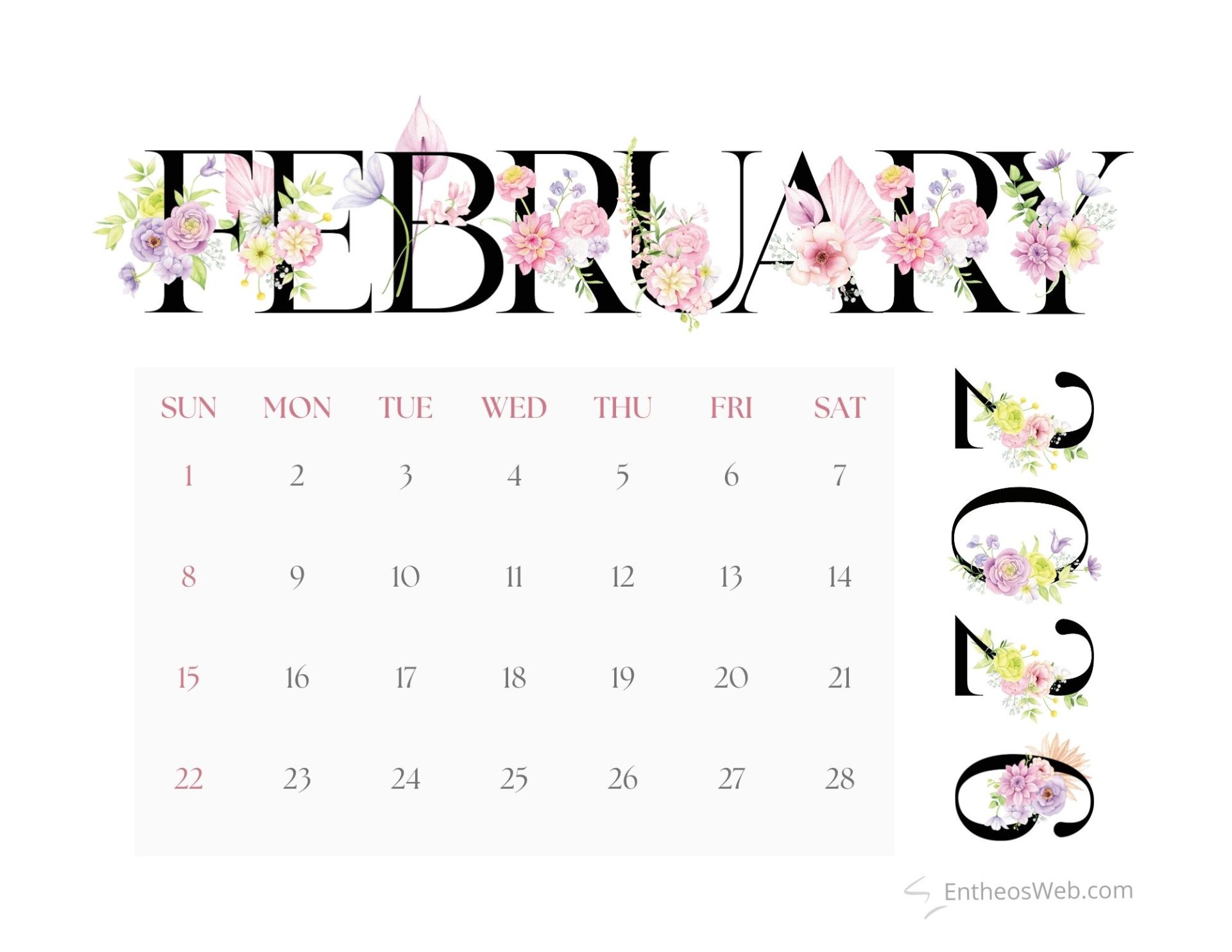 Aesthetic Monthly Calendar 2026 | EntheosWeb