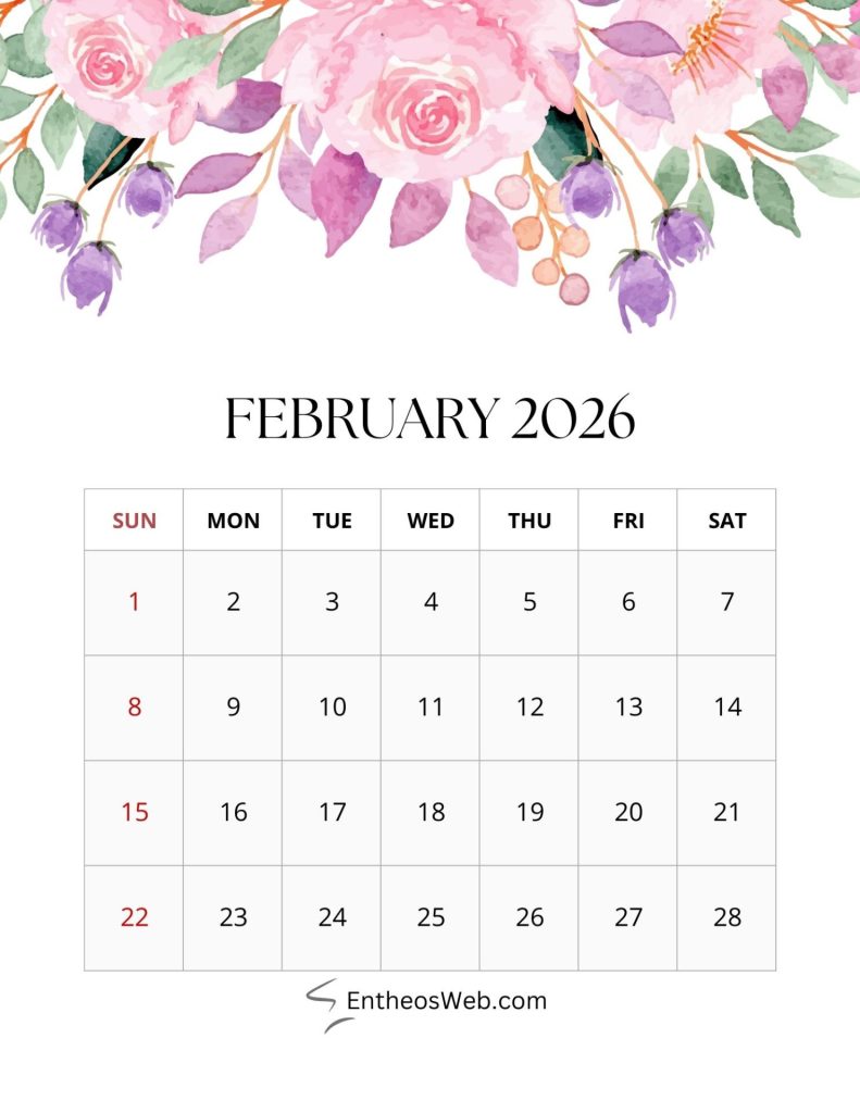 2026 monthly floral calendar