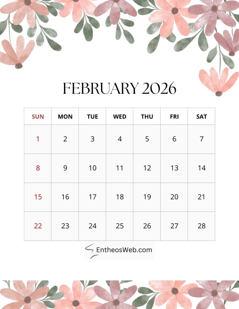 2026 monthly floral calendar