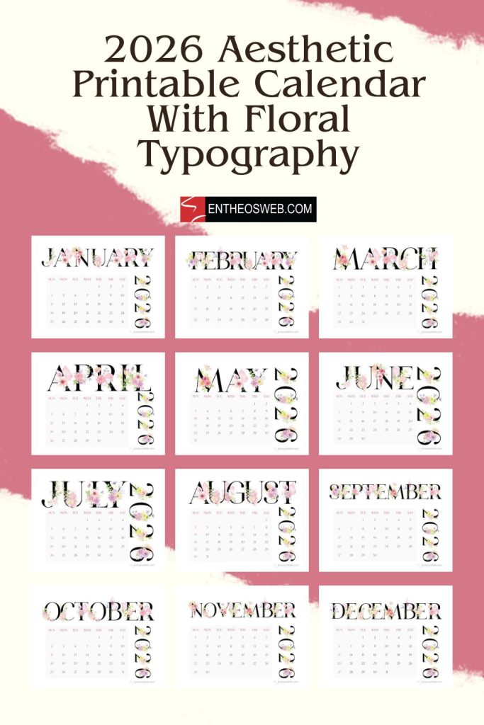 Aesthetic Monthly Calendar 2026 | EntheosWeb