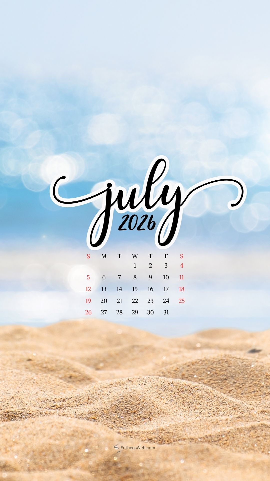 July 2026 Phone Wallpaper Calendar Beach 2 | July 2026 Phone Wallpaper Calendar | Entheosweb July 2026 phone wallpaper calendar