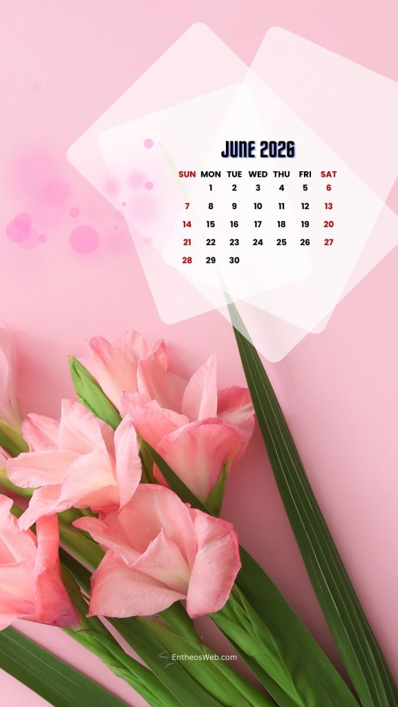 June 2026 phone wallpaper calendar