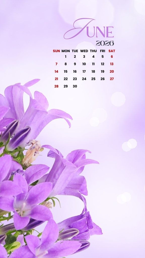 June 2026 phone wallpaper calendar