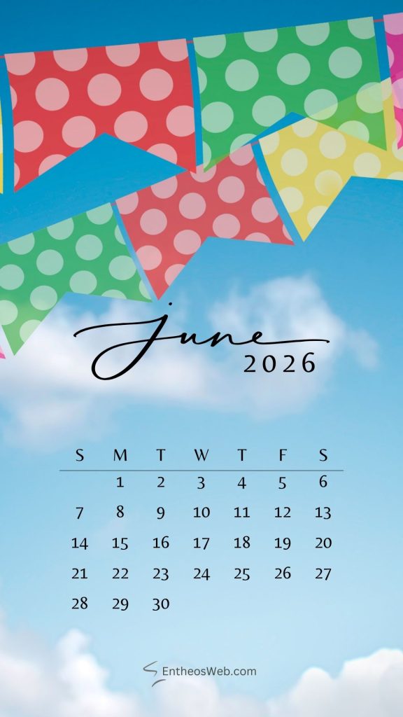 June 2026 Phone wallpaper calendar | EntheosWeb