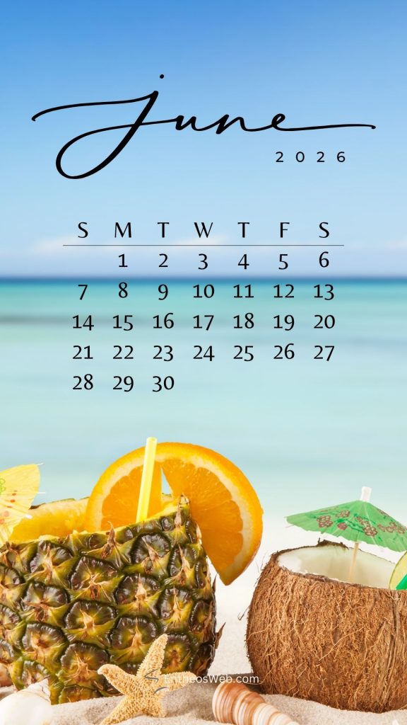June 2026 Phone wallpaper calendar | EntheosWeb