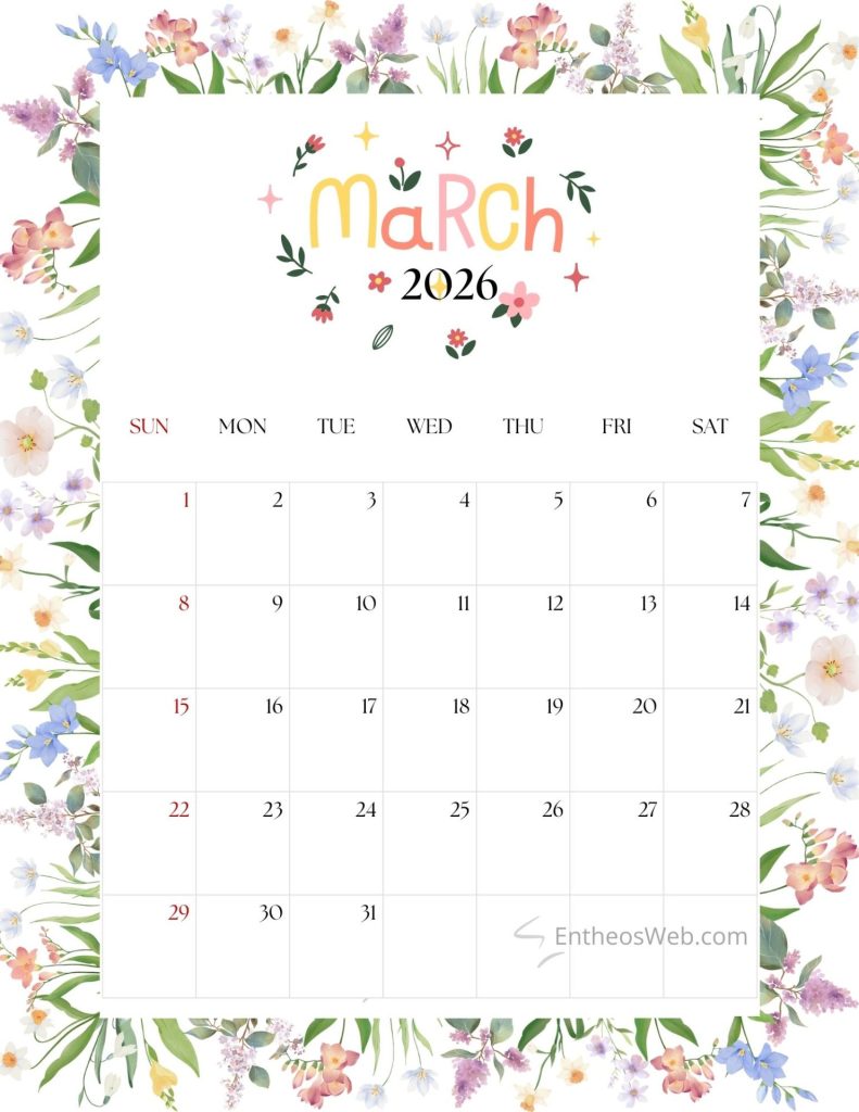 March 2026 calendar