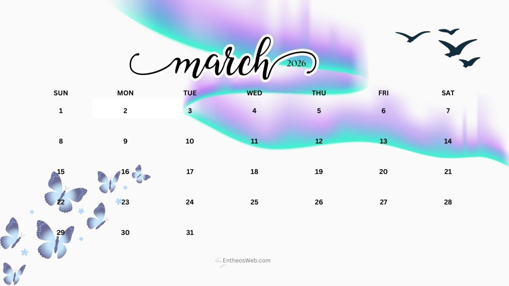 March 2026 northern lights desktop wallpaper calendar | march 2026 calendar desktop wallpaper | entheosweb March 2026 northern lights desktop wallpaper calendar
