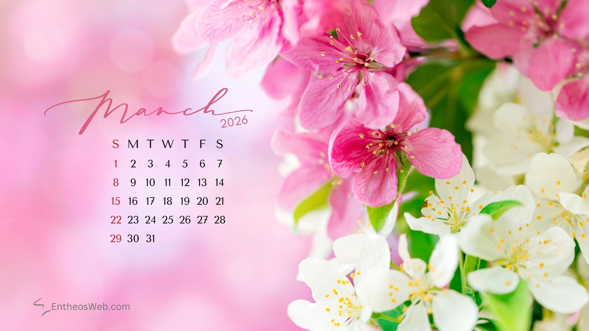March 2026 wallpaper by entheosweb 3 | march calendar desktop wallpapers 2026 | entheosweb March 2026 calendar desktop wallpaper