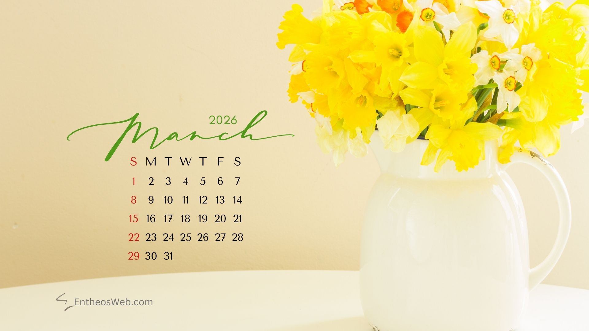 March 2026 wallpaper by entheosweb 7 | march calendar desktop wallpapers 2026 | entheosweb March 2026 calendar desktop wallpaper