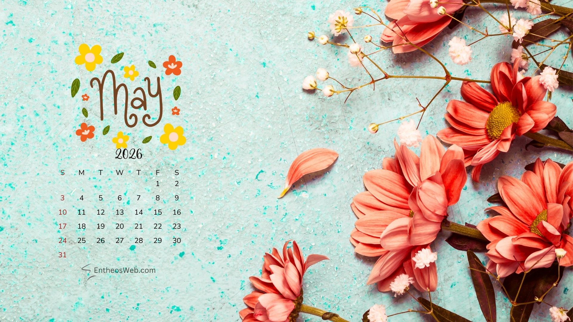 May 2026 Calendar Desktop Wallpaper Flowers | May 2026 Desktop Wallpaper Calendar | Entheosweb May 2026 desktop wallpaper calendar
