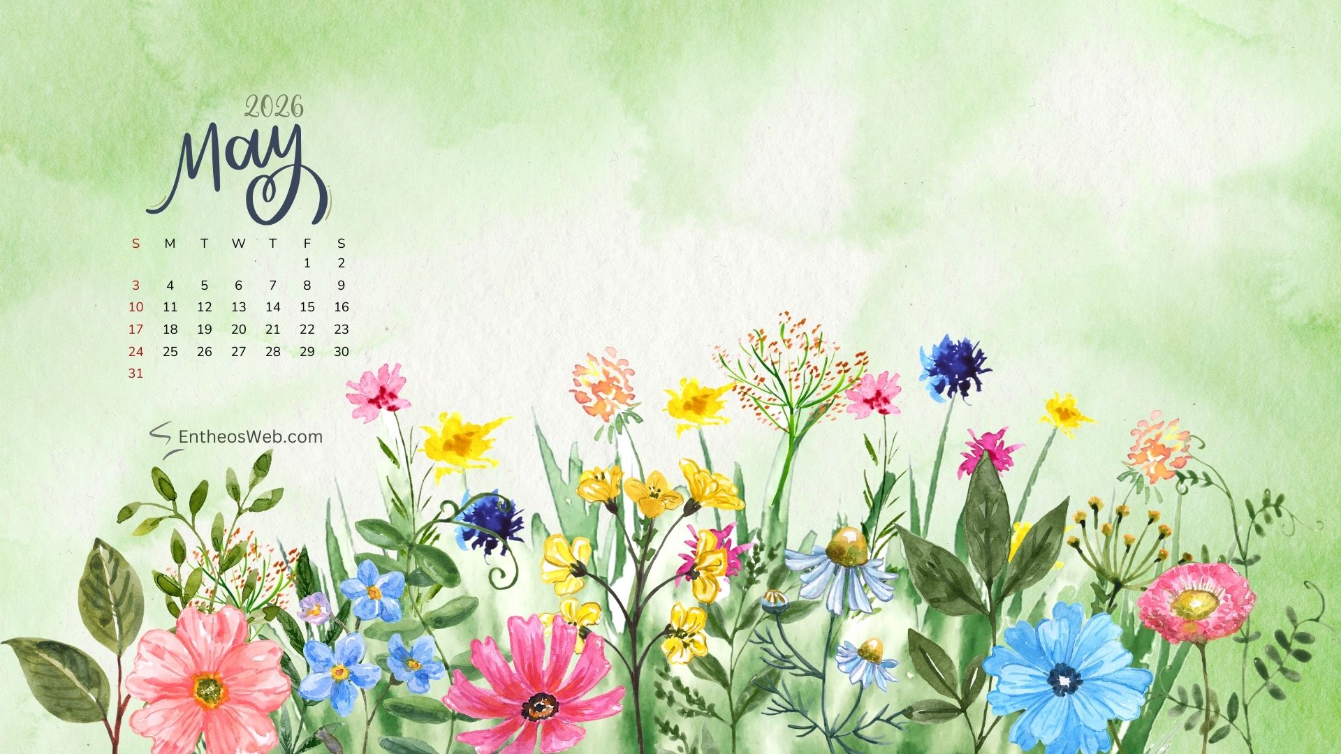 May 2026 Calendar Desktop Wallpaper Spring 3 | May 2026 Desktop Wallpaper Calendar | Entheosweb May 2026 desktop wallpaper calendar