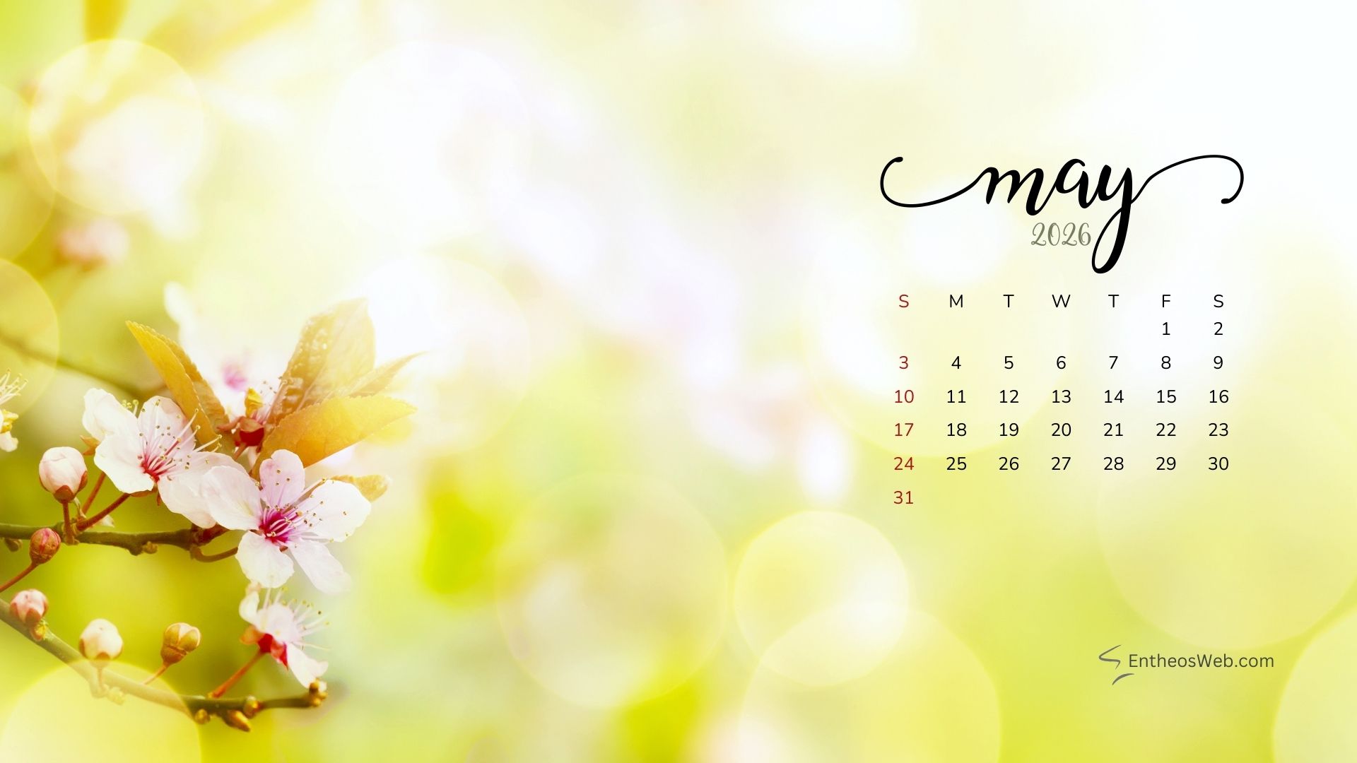 May 2026 Calendar Desktop Wallpaper Spring 4 | May 2026 Desktop Wallpaper Calendar | Entheosweb May 2026 desktop wallpaper calendar