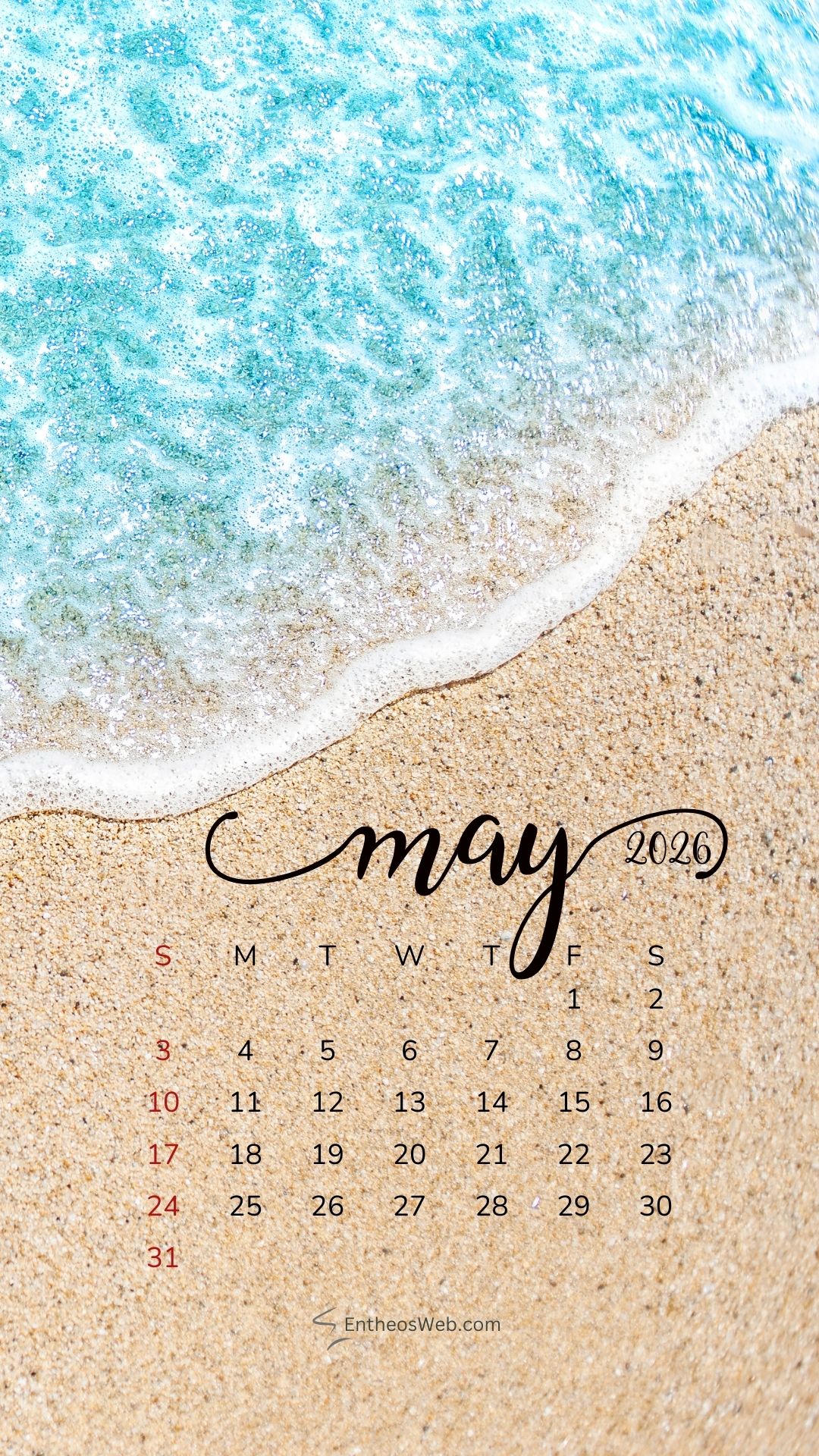 May 2026 Calendar Phone Wallpaper Beach 2 | May 2026 Phone Wallpaper Calendar | Entheosweb May 2026 phone wallpaper calendar