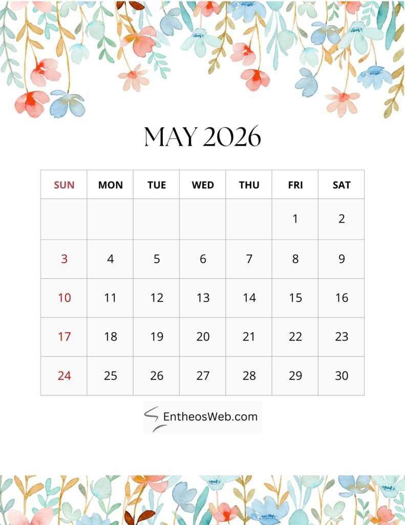 2026 monthly floral calendar