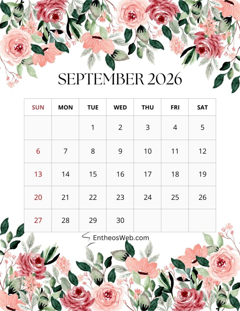 2026 monthly floral calendar