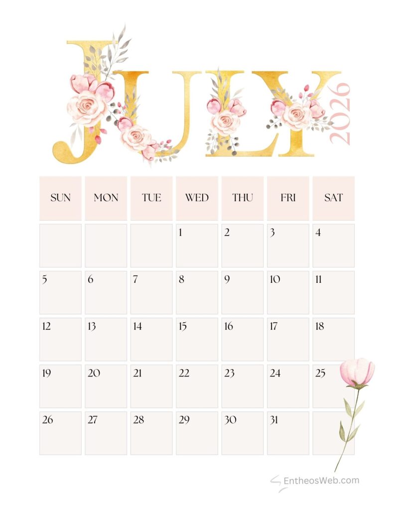July 2026 printable calendar