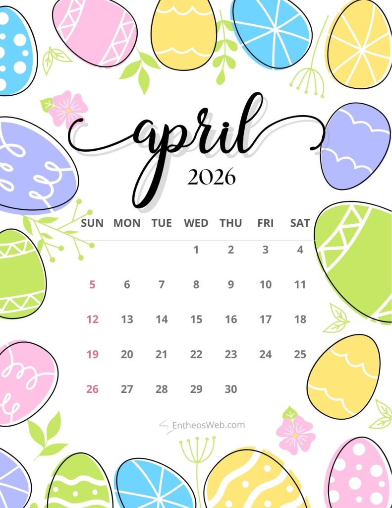 April 2026 printable calendar