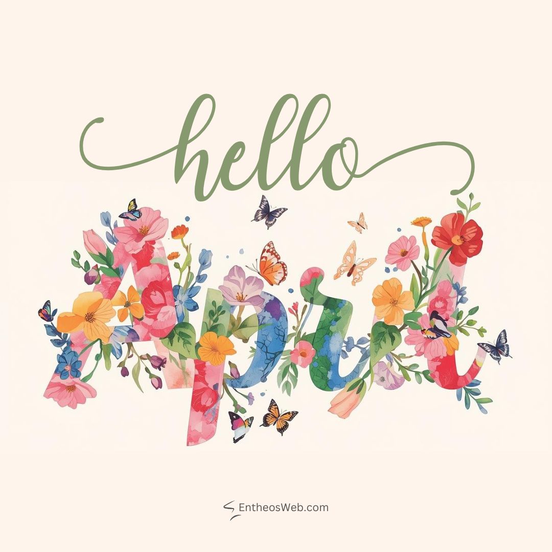 April floral typography | hello april images | entheosweb April floral typography