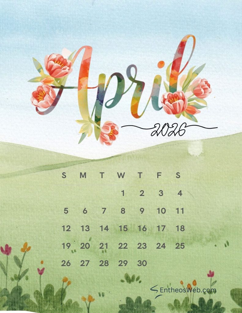 April printable calendar 2026