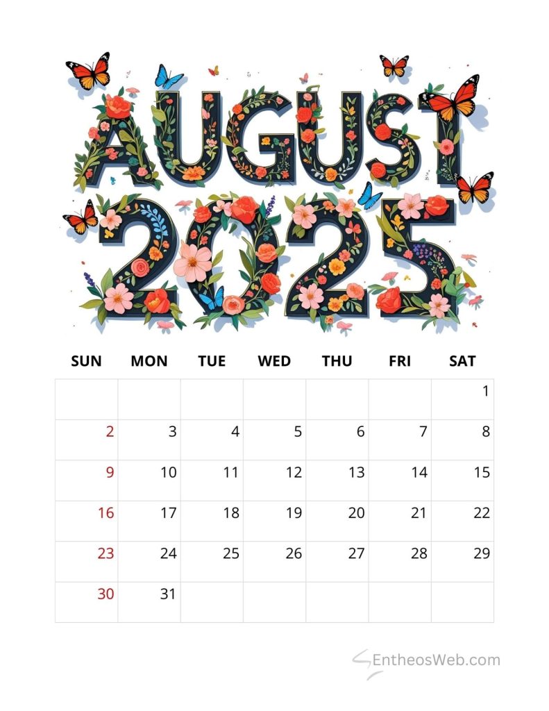 August printable calendars