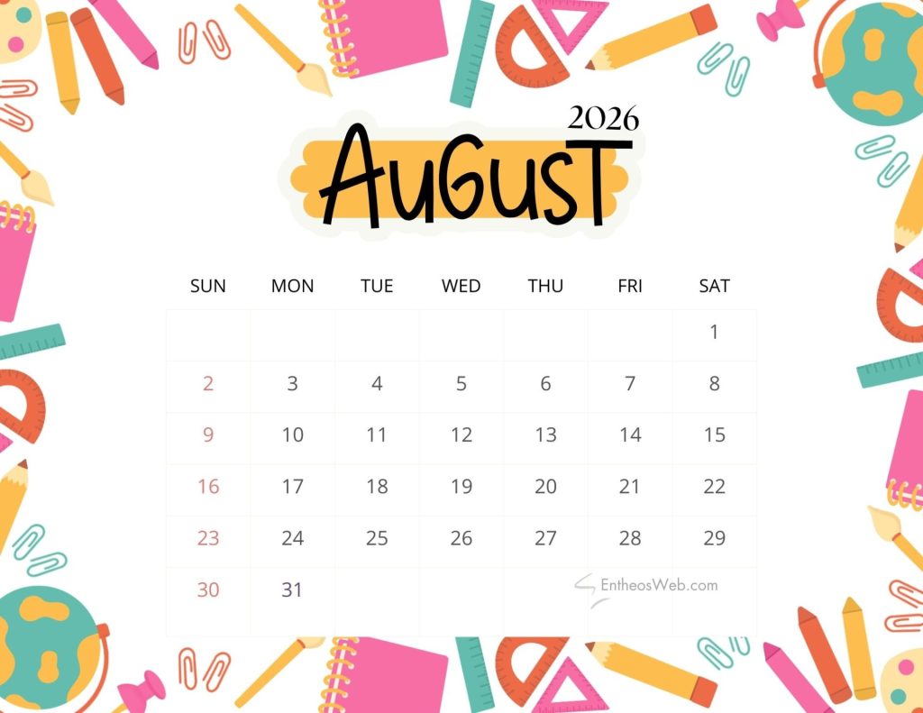 August printable calendars