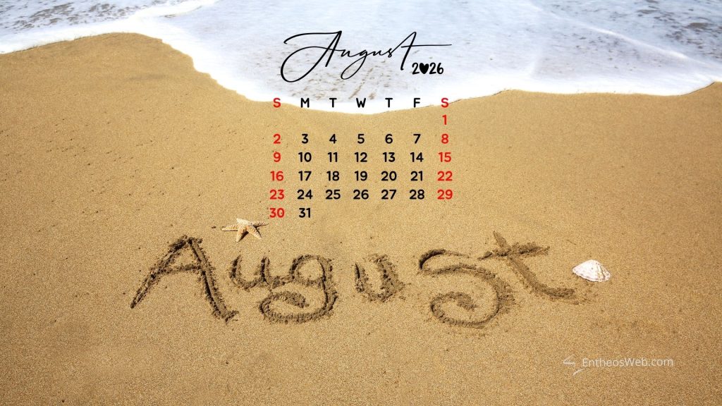 August 2026 calendar desktop wallpaper beach shell | august 2026 desktop wallpaper calendar | entheosweb August 2026 calendar desktop wallpaper beach shell