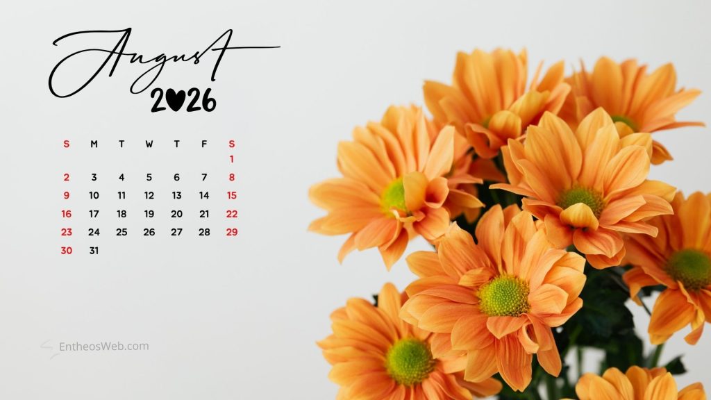 August 2026 calendar desktop wallpaper flower | august 2026 desktop wallpaper calendar | entheosweb August 2026 calendar desktop wallpaper flower