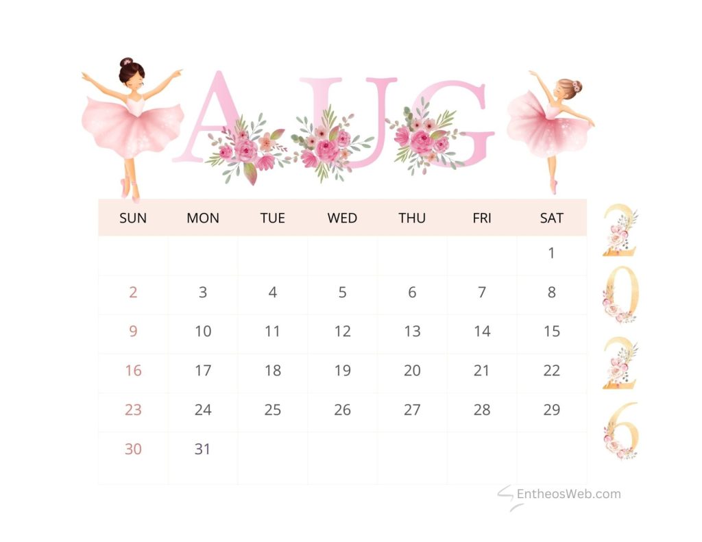 August printable calendars