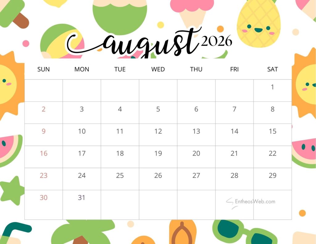 August printable calendars