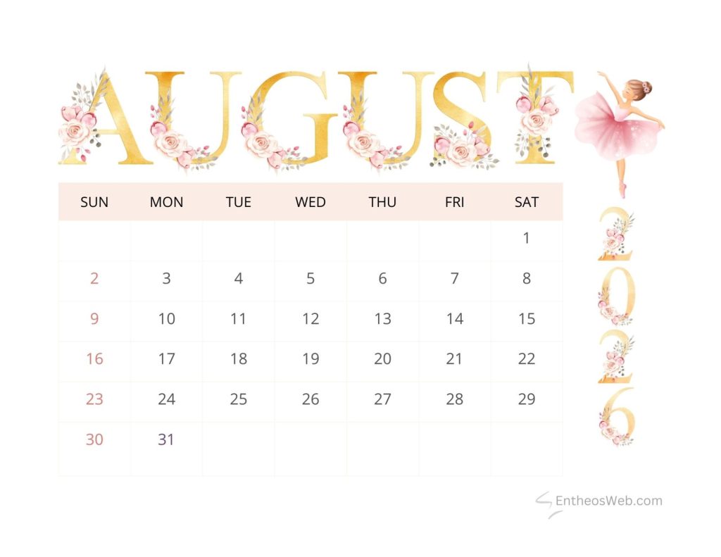 August printable calendars