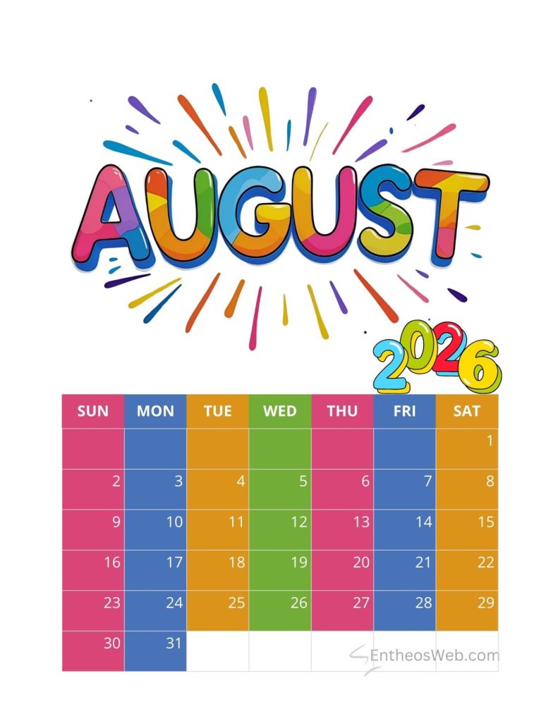 August printable calendars