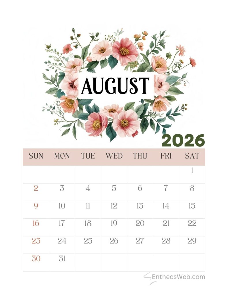 August printable calendars