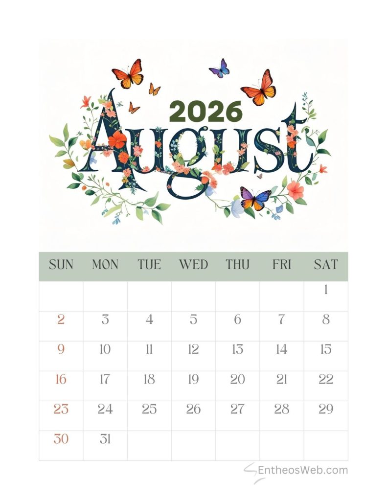 August printable calendars